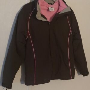 FLASH SALE 🔥Polar Edge Girls  Hooded 3-in-1 Jacket Brown/ Pink